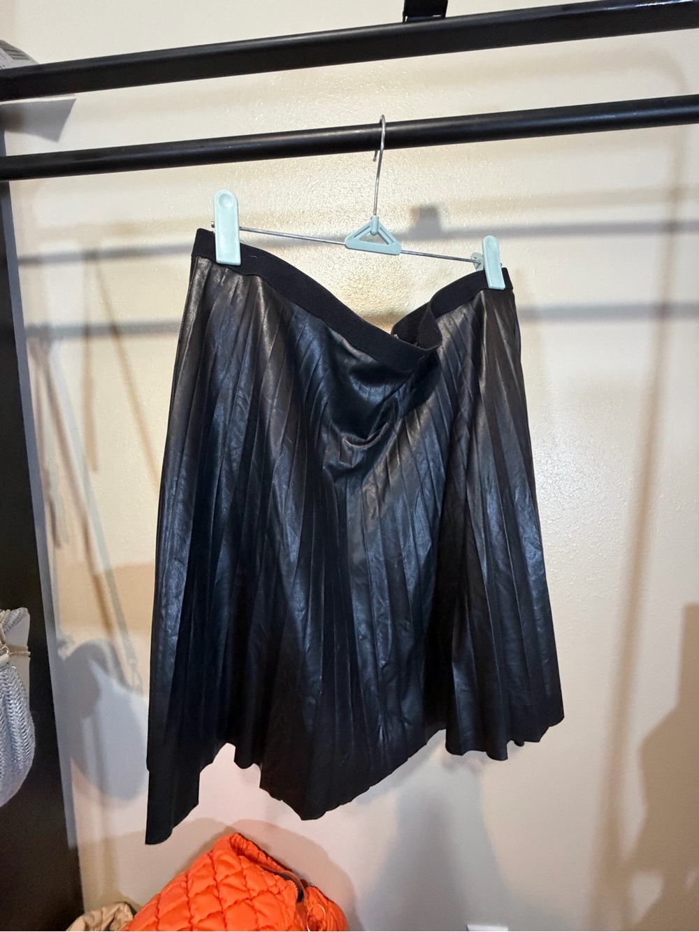 J. Crew Black Pleated Faux Leather A-Line Skirt